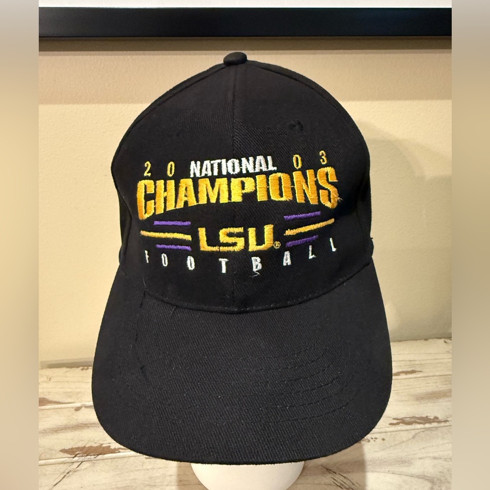 LSU Tigers 2003 Football National Champions Embroidered Adjustable Hat Black
